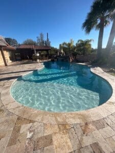 A pool with a lot of water in it